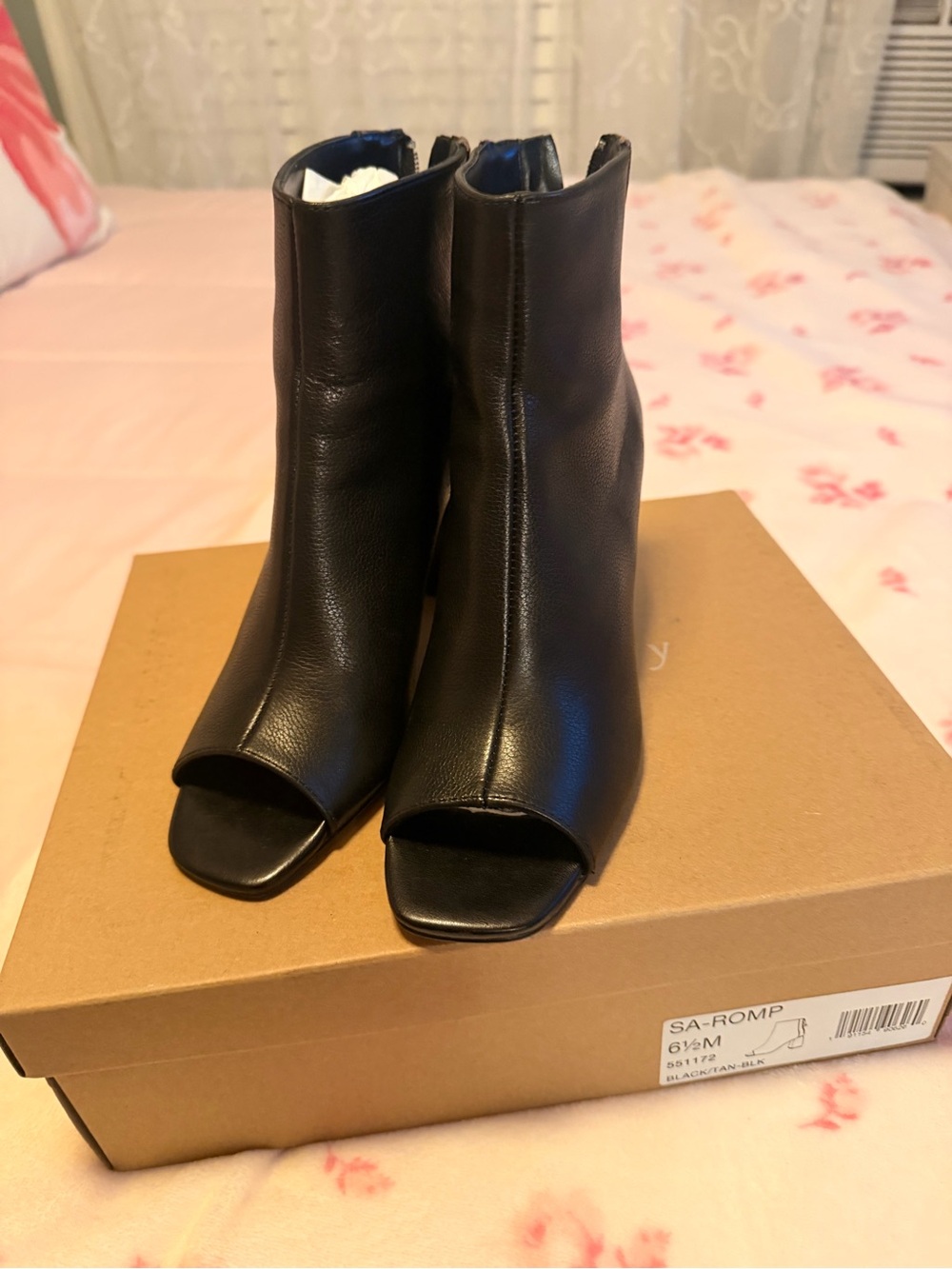 Sanctuary Black Peep-Toe Ankle Booties